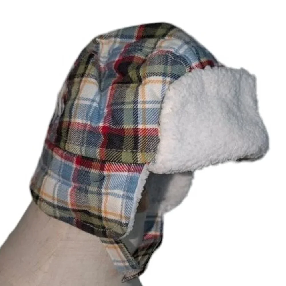 NEW Gymboree Plaid Chin Strap Sherpa Fleece Lined Winter Ear Cover Trapper Hat